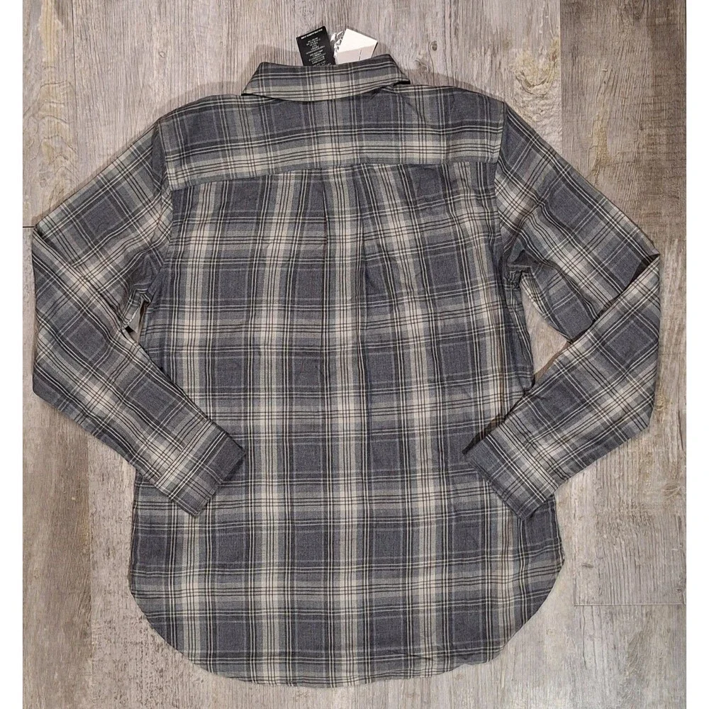 Lauren Ralph Lauren Gray Plaid Twill Button Down Shirt Women's Medium NWT